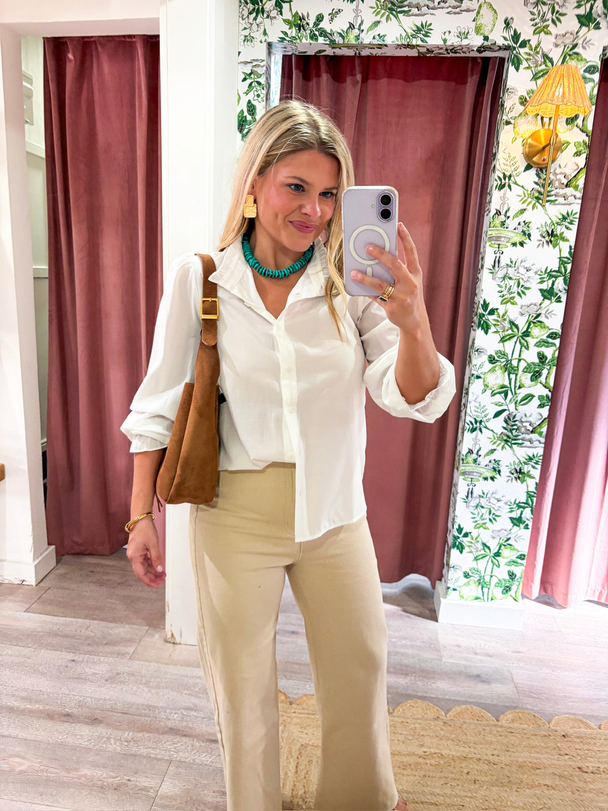 Zaria Mandarin Collar Top-White