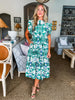 Villa Charm Floral Midi Dress-Green