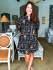Floral Panel Mini Dress-Black