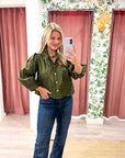Annalise Puff Sleeve Top-Olive