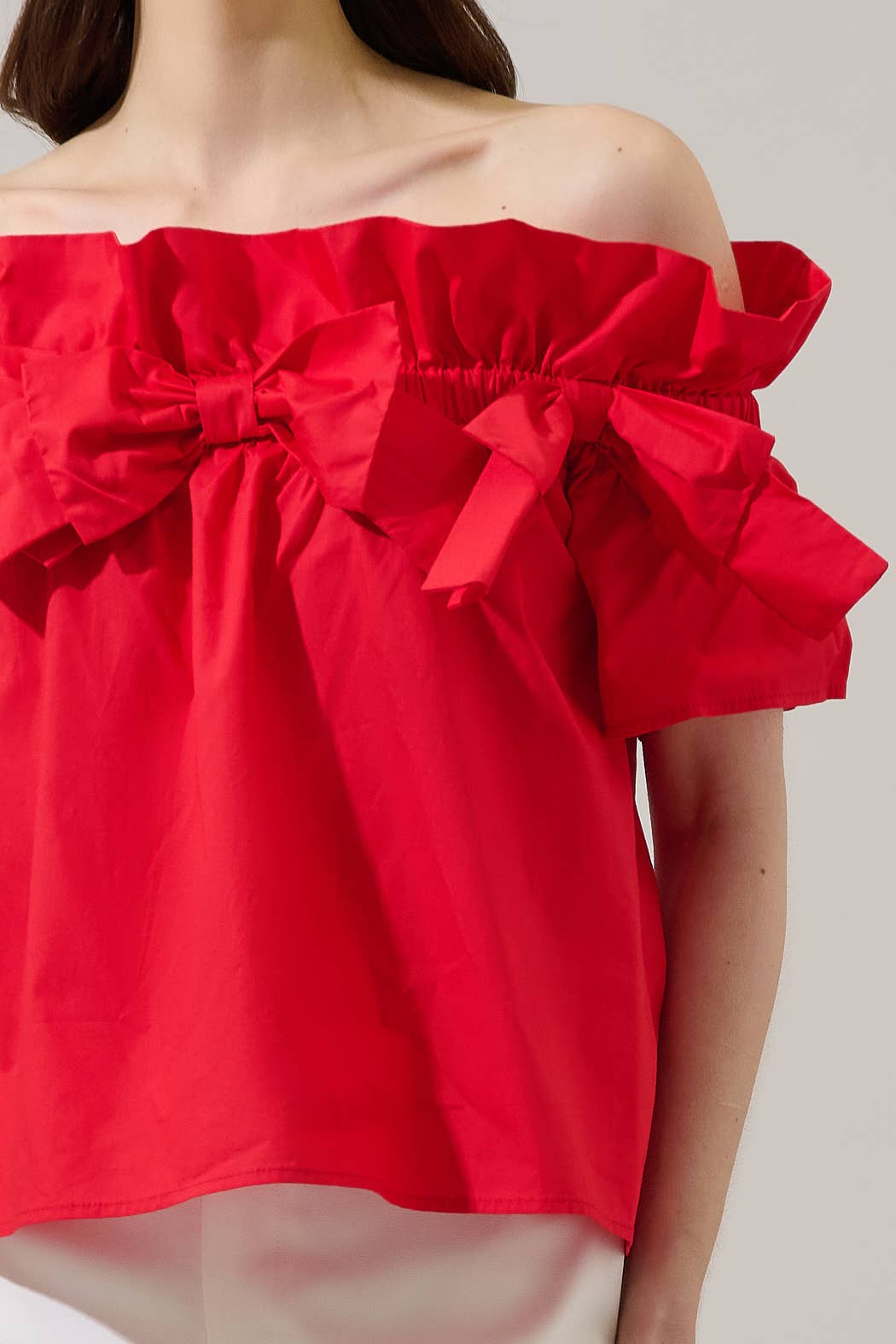 Great Night Off Shoulder Top-Red