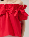 Great Night Off Shoulder Top-Red