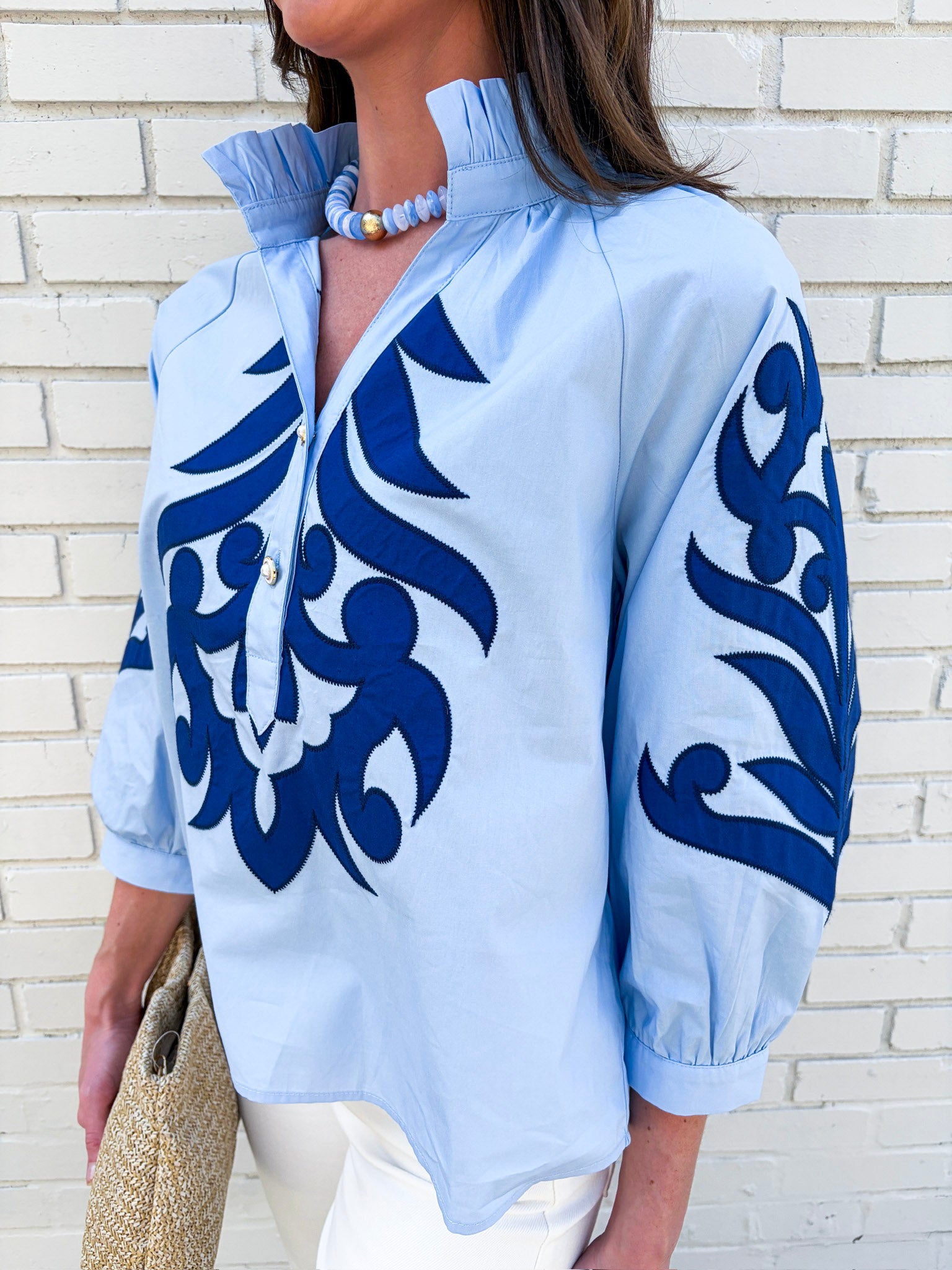 Blush Peony Top-Blue