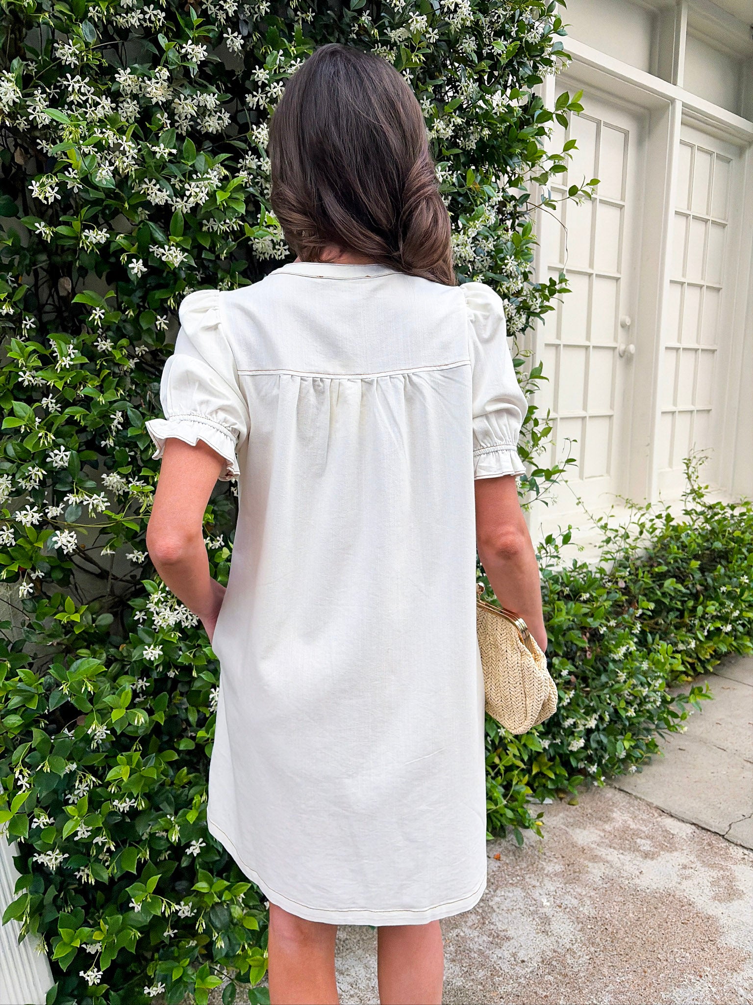 She’s Gone Country Denim Dress-Cream