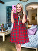 Joyful Plaid Mini Dress-Red