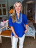 My Muse Embroidered Top-Indigo