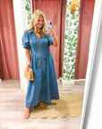Saint Claire Denim Midi Dress