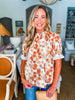 Carefree Charm Floral Top-Rust