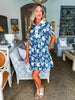 Blossom Floral Bliss Mini Dress-Navy
