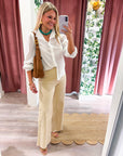 Zaria Mandarin Collar Top-White