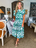Villa Charm Floral Midi Dress-Green