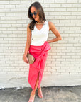 Coral Crush Midi Skirt