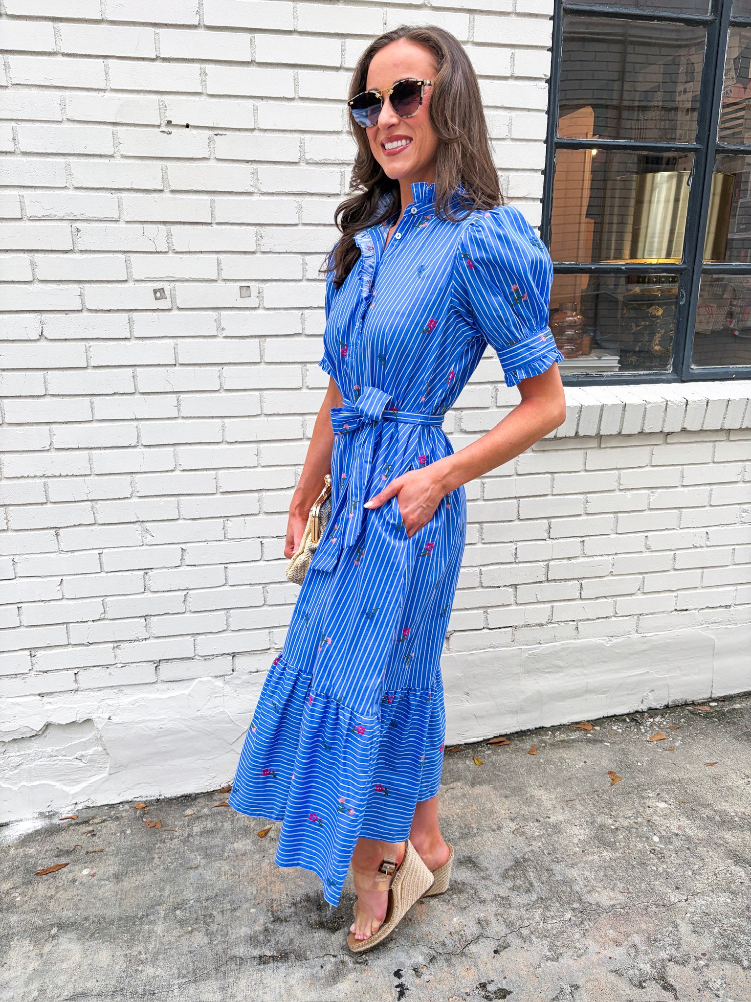 Nantucket Blooms Embroidered Midi Dress