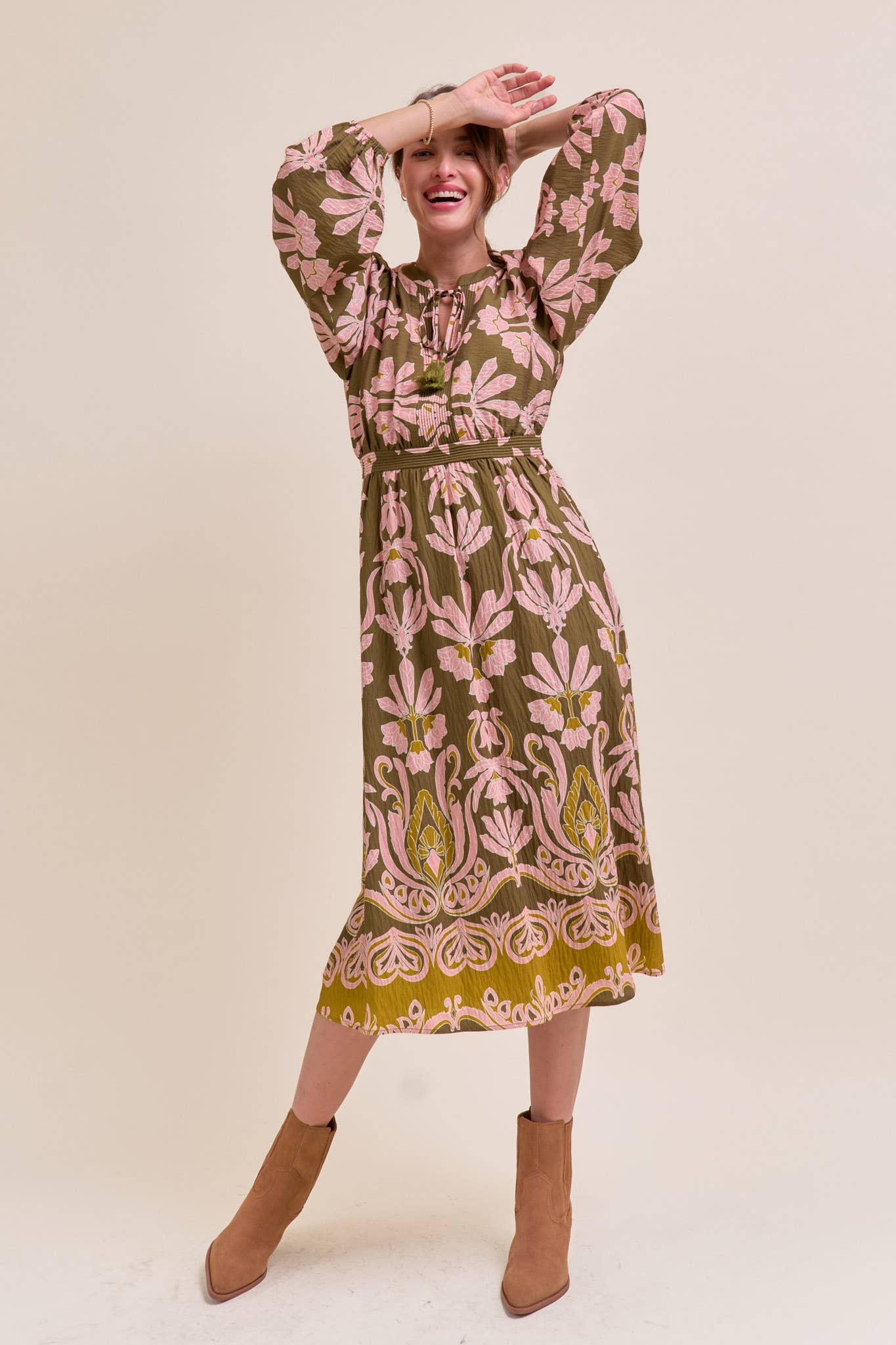 Forest Whimsy Floral Midi Dress