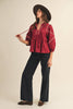Marfa Bound Embroidered Top-Burgundy
