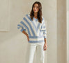 Double Down Striped Sweater- Ivory Sky