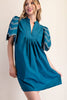 Countryside Mornings Mini Dress-Teal