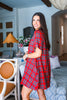 Joyful Plaid Mini Dress-Red