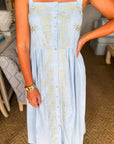 Vivid Vision Embroidered Dress-Light Blue