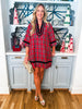 Holiday Cheer Plaid Mini Dress-Red