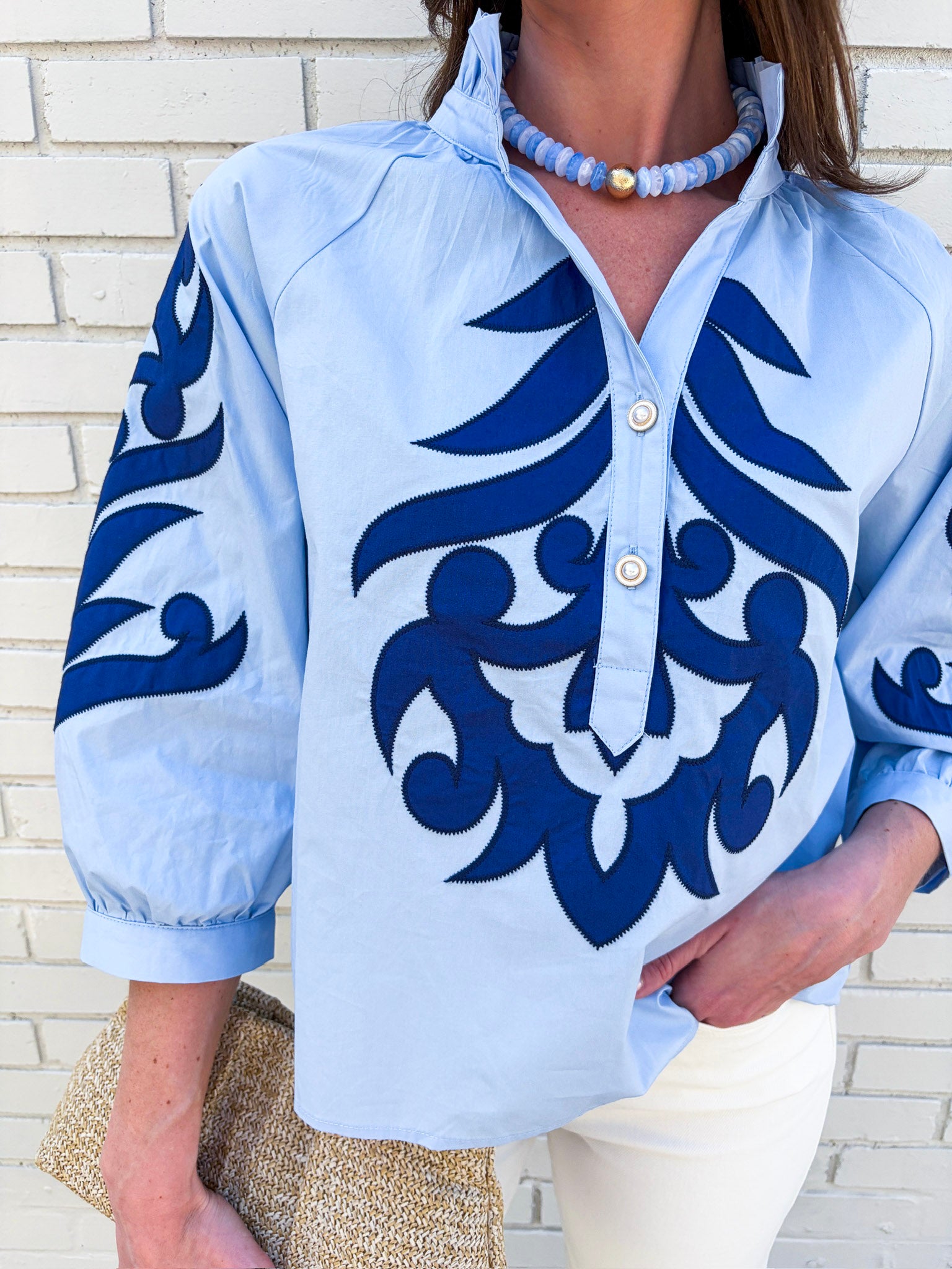 Blush Peony Top-Blue