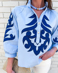 Blush Peony Top-Blue