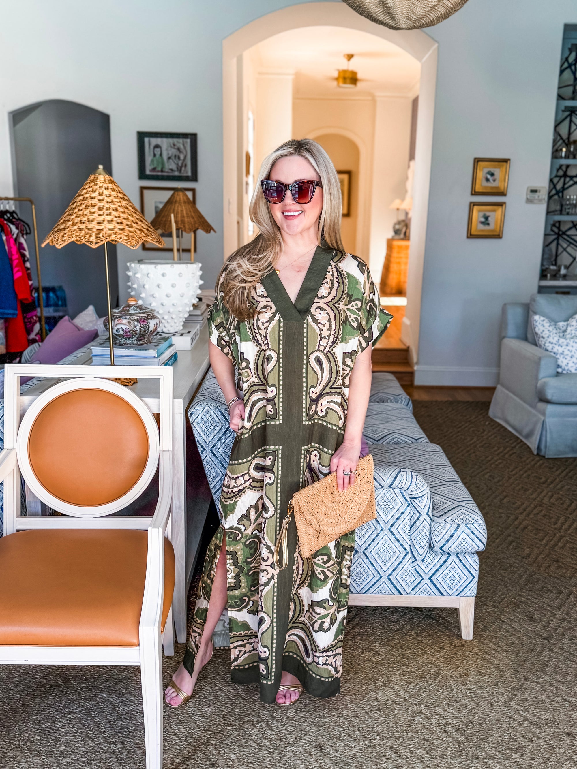 The Marbella Paisley Maxi Dress-Olive