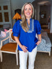 My Muse Embroidered Top-Indigo
