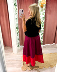 Fairmont Colorblock Skirt-Port/Red