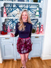 Glam Holiday Sequin Mini Skirt-Burgundy
