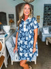 Blossom Floral Bliss Mini Dress-Navy