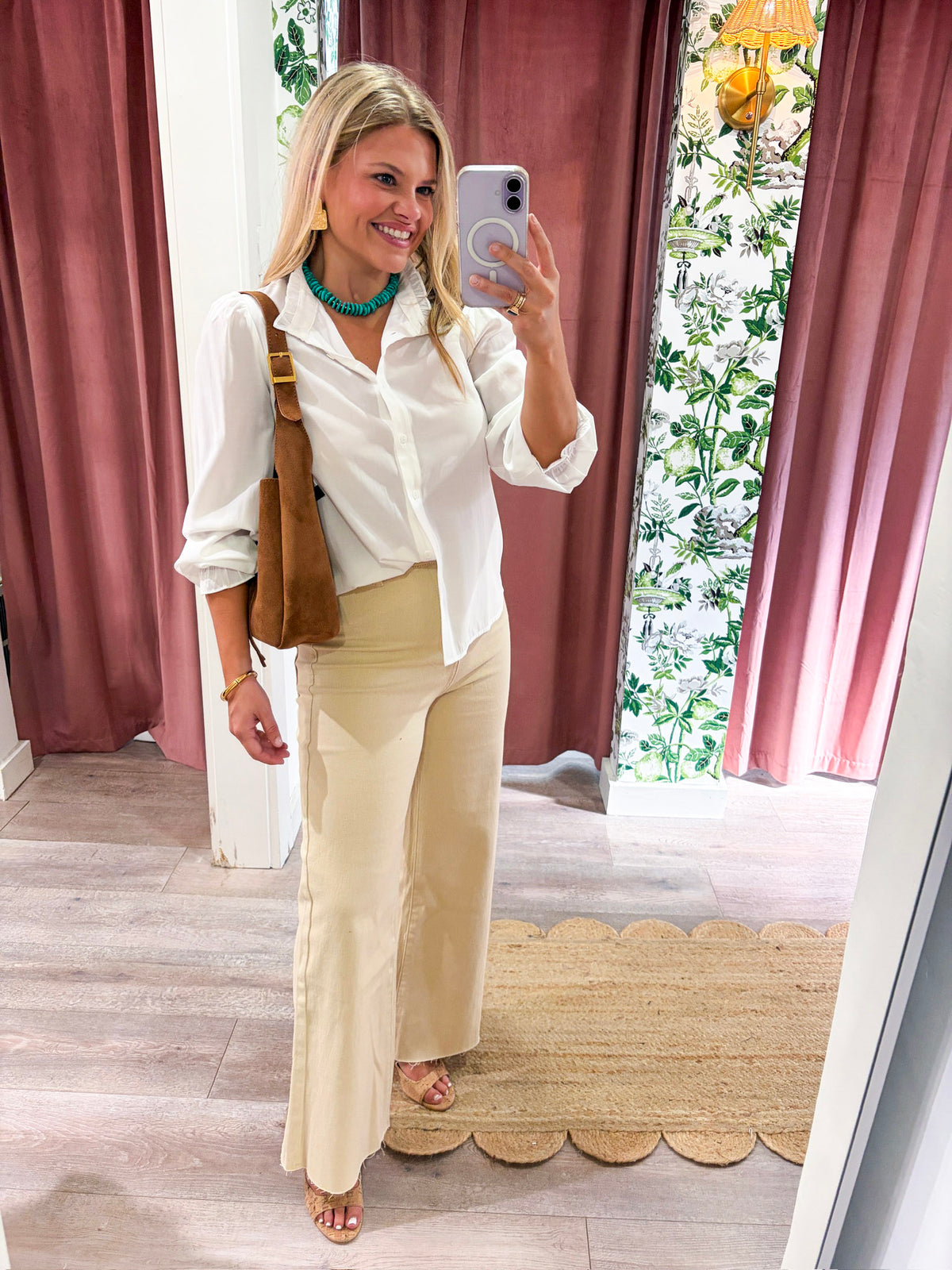 Zaria Mandarin Collar Top-White