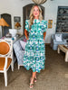 Villa Charm Floral Midi Dress-Green