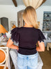 Heart Flutter Knit Top- Black