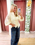 The Mandarin Lace Top-Cream