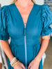 In the Moment Eyelet Midi Dress-Teal