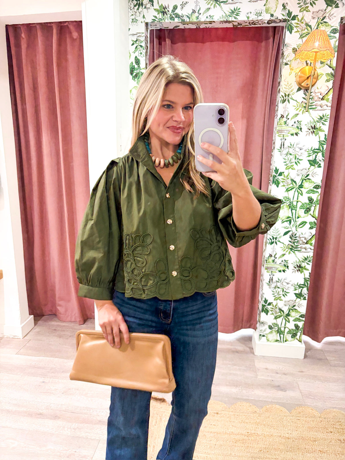 Annalise Puff Sleeve Top-Olive