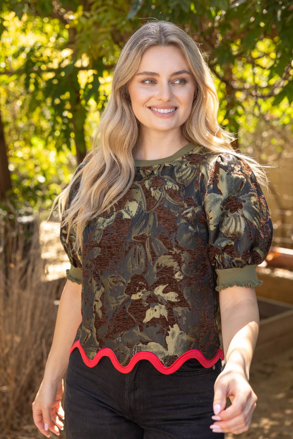 Floral Sketch Jacquard Top