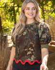 Floral Sketch Jacquard Top