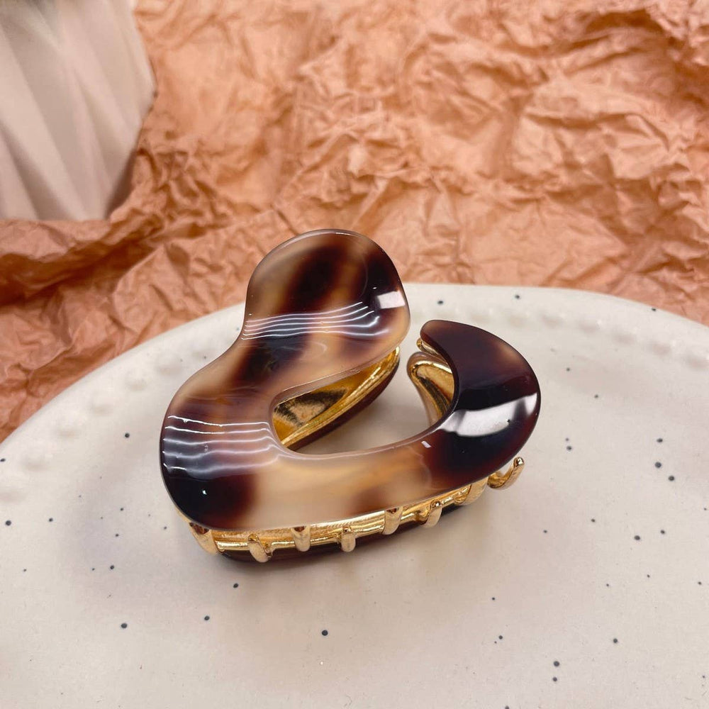 Irregular Metal Hair Clip-Brown