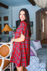 Joyful Plaid Mini Dress-Red