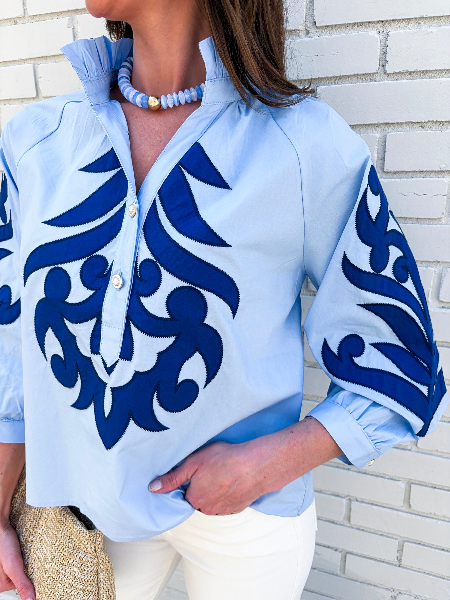 Blush Peony Top-Blue