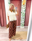 Bellagio Floral Wide Leg Pants-Brown