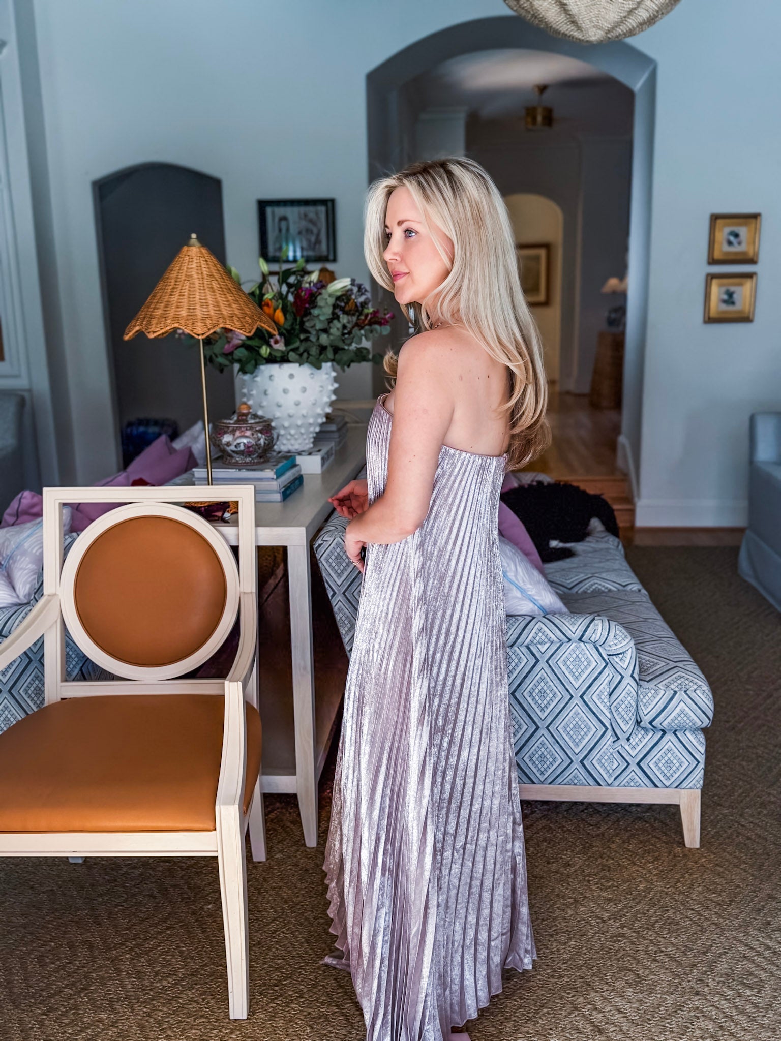 Moonglade Pleated Maxi Dress- Champagne