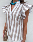 Weekend Wander Stripe Top-Taupe