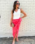 Coral Crush Midi Skirt