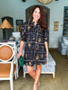 Floral Panel Mini Dress-Black