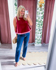 Soft Motion Knit Top-Burgundy