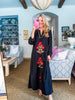 Sunflower Fields Embroidered Maxi Dress-Black