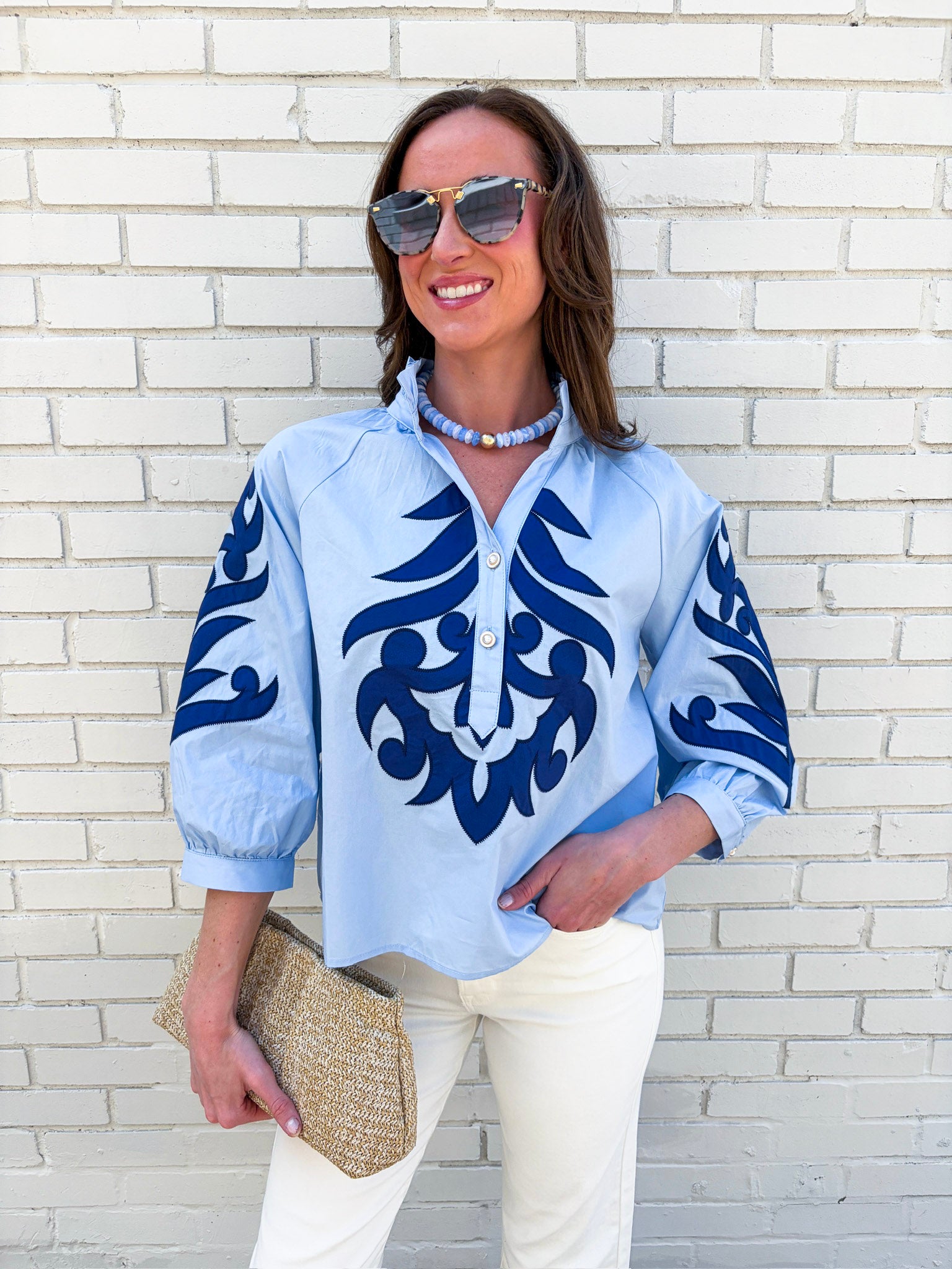 Blush Peony Top-Blue